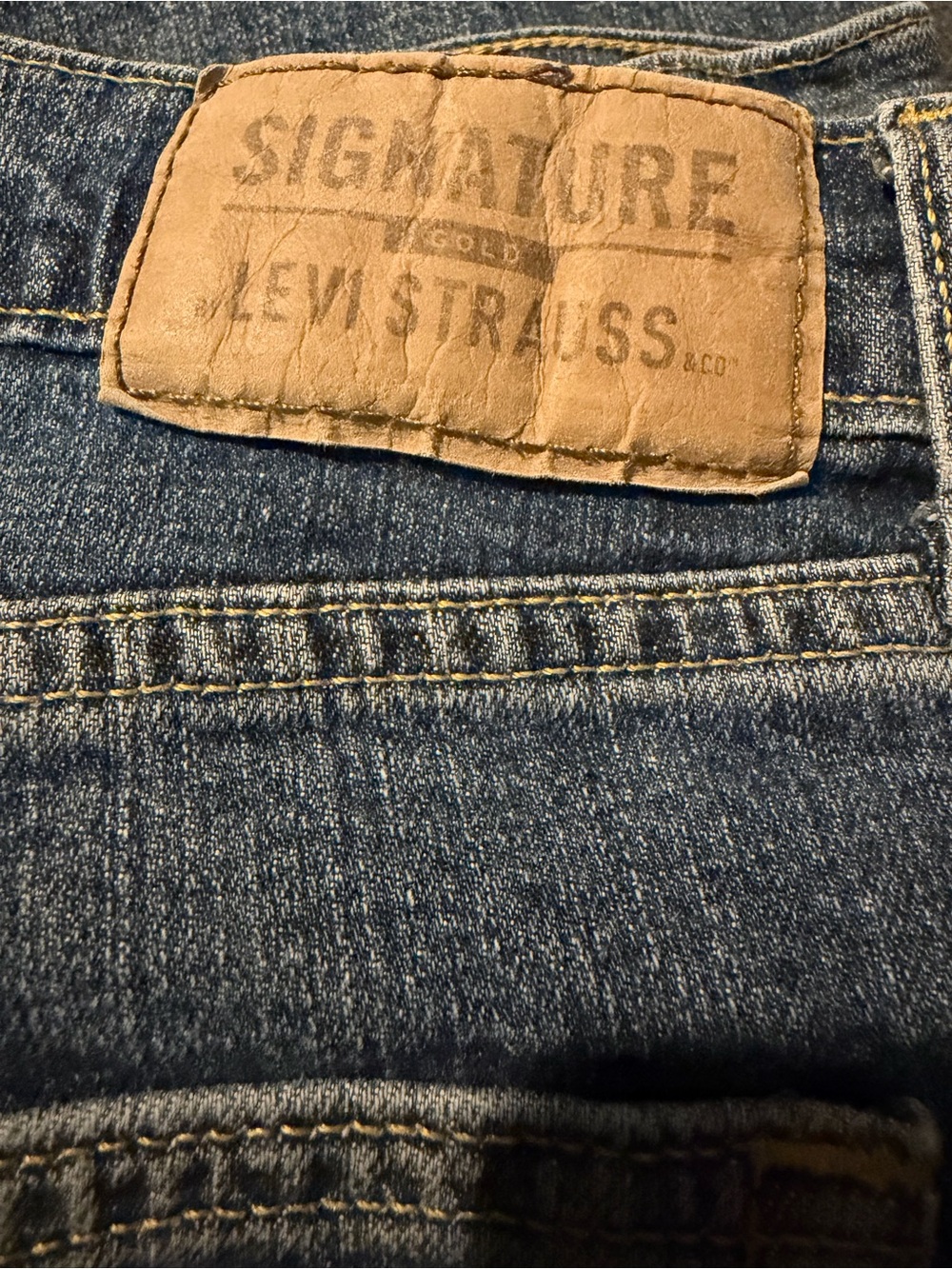 Signature by Levi Strauss Dark Blue Men’s Jeans with Tan Patch